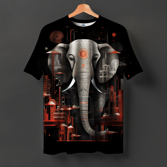 Elephant Outline Printed Tee #57